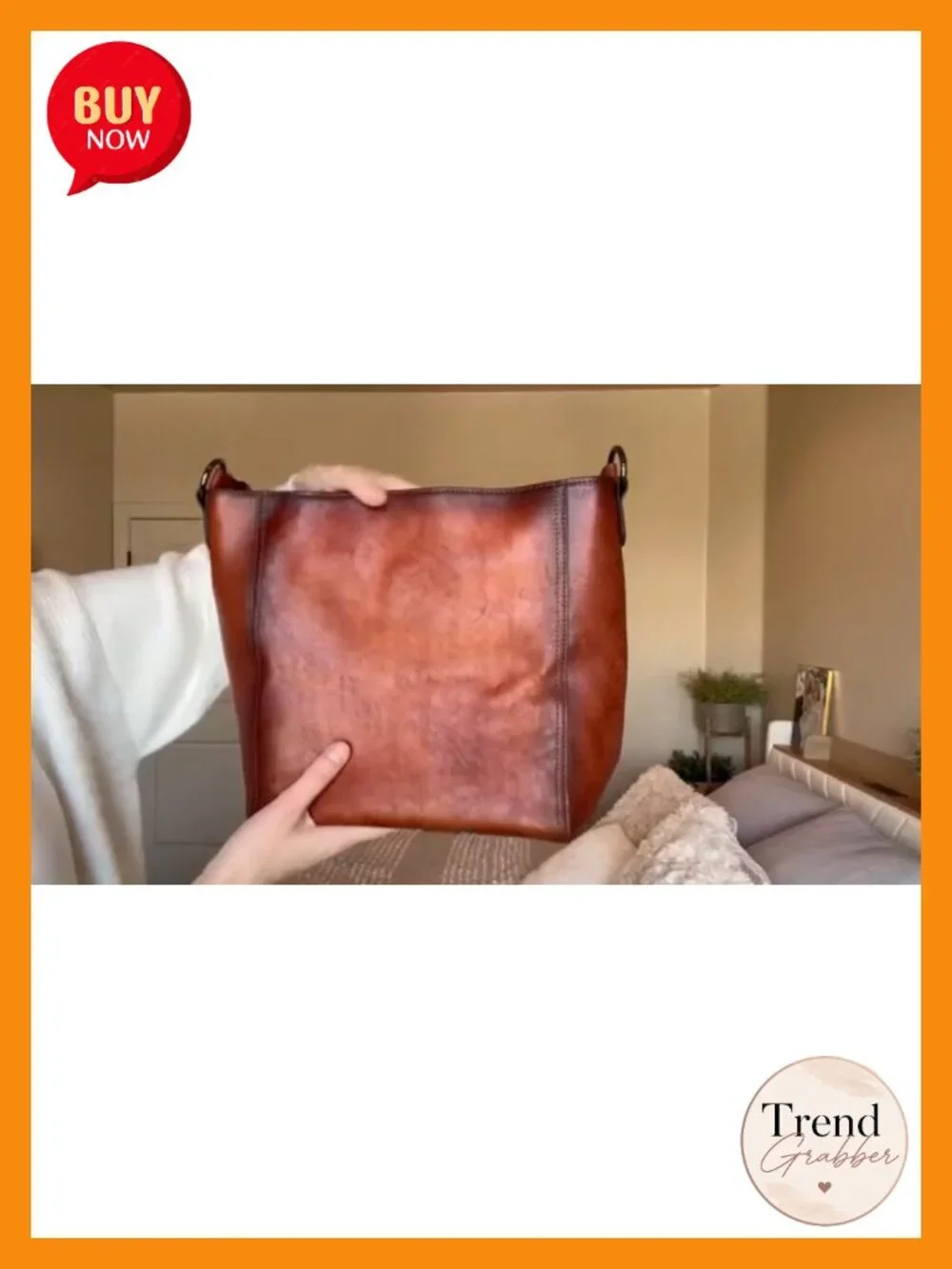 Genuine Leather Tote Bag with Crossbody Strap Medium Work Satchel